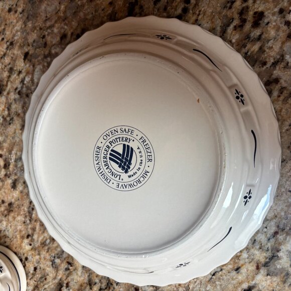 Longaberger Woven Traditions Classic Blue Pie Plate USA - Picture 3 of 4